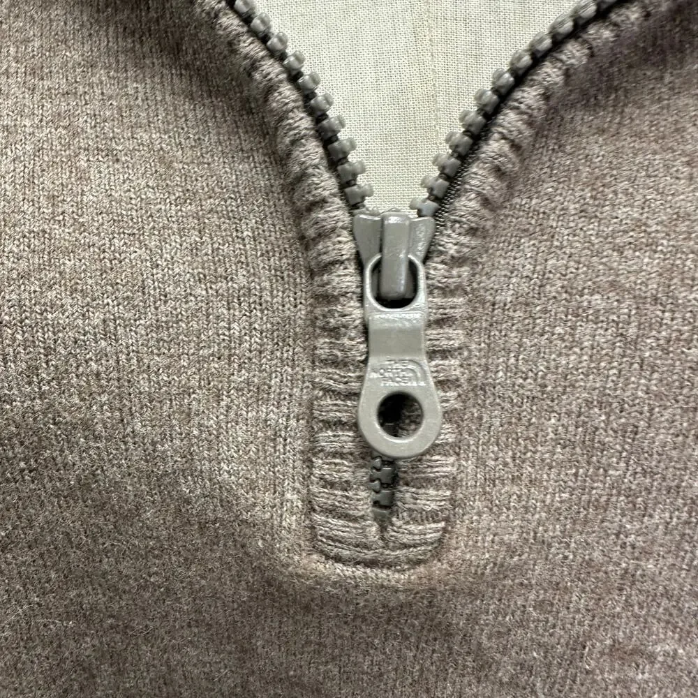 The North Face brown 1/4 zip wool blend‎ pullover sweater mens Size Large Unisex